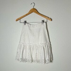 Alexis Eyelet Embroidered Mini Skirt in White